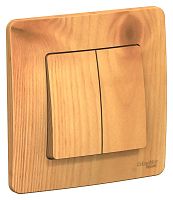 Переключатель с рамкой Systeme Electric Blanca 2-кл. проходной ясень картинка